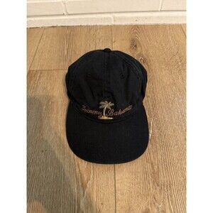 Tommy Bahama Relax Mens Black Strapback Hat Cap Size Adjustable